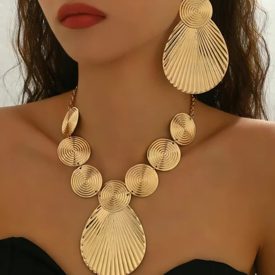 18k Vintage Geometric Jewelry Set