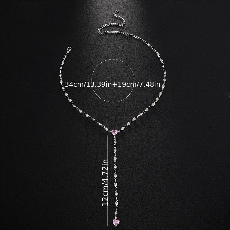 18k Elegant Pink Heart Y-Necklace