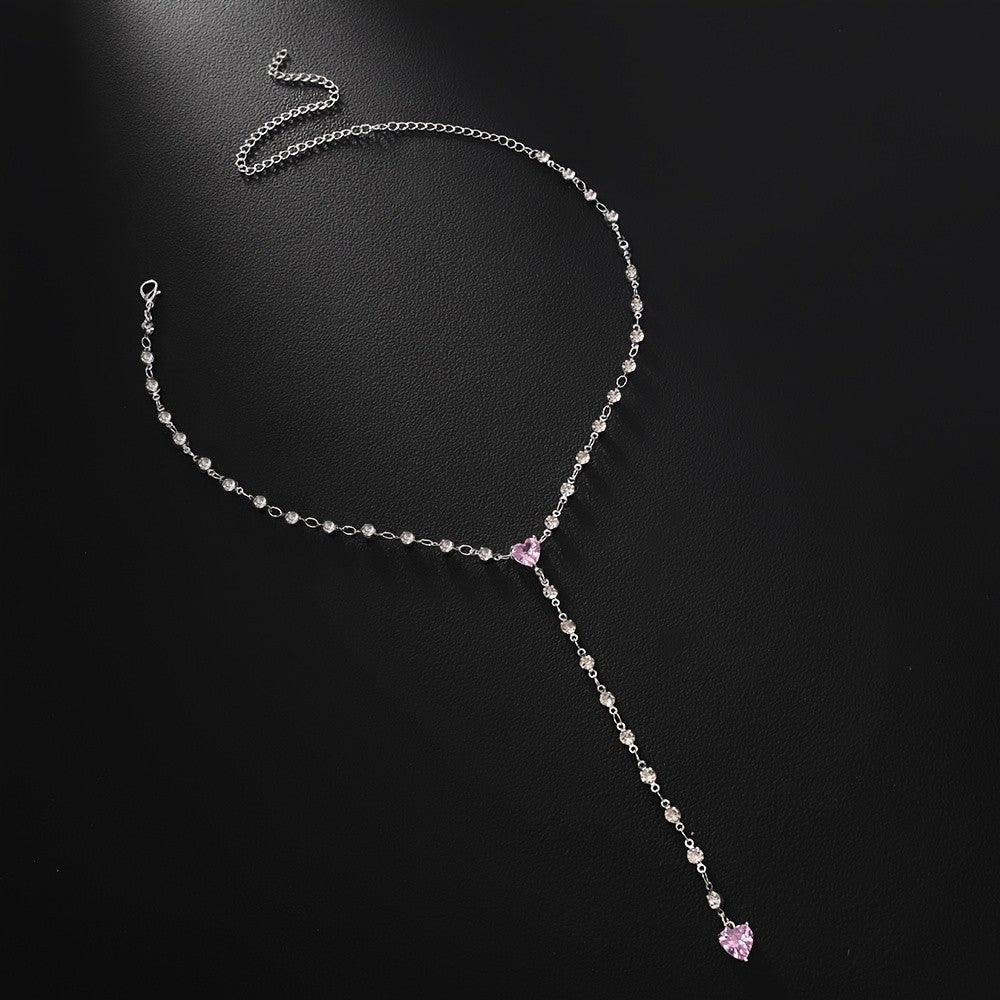 18k Elegant Pink Heart Y-Necklace