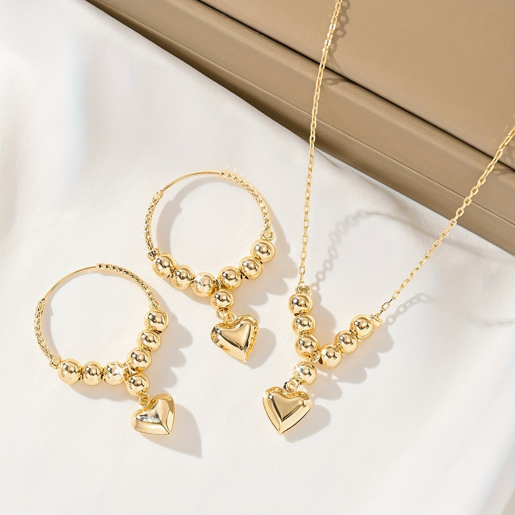 18k Beaded Heart Jewelry Set