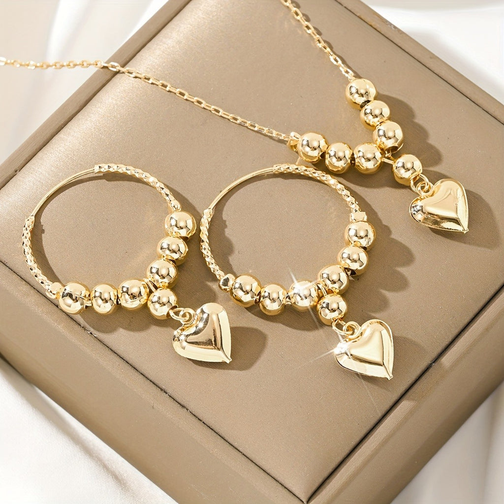 18k Beaded Heart Jewelry Set