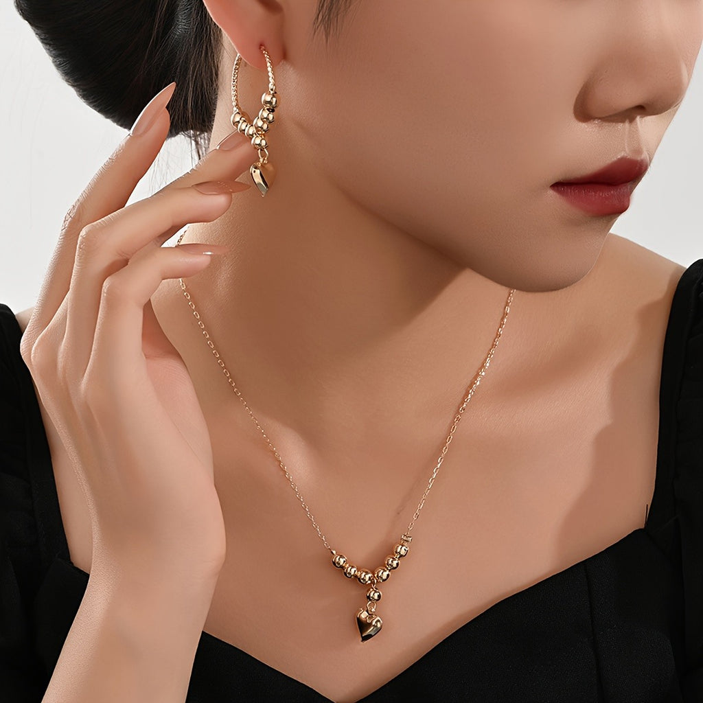 18k Beaded Heart Jewelry Set