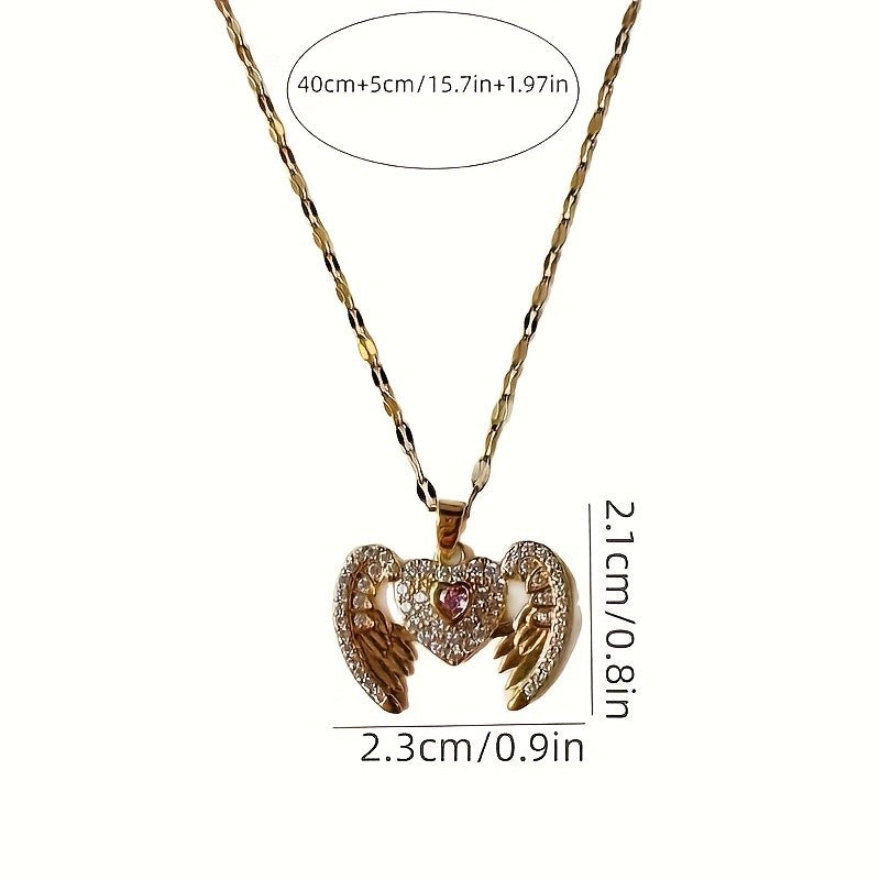 18k Angel Wing Heart Necklace