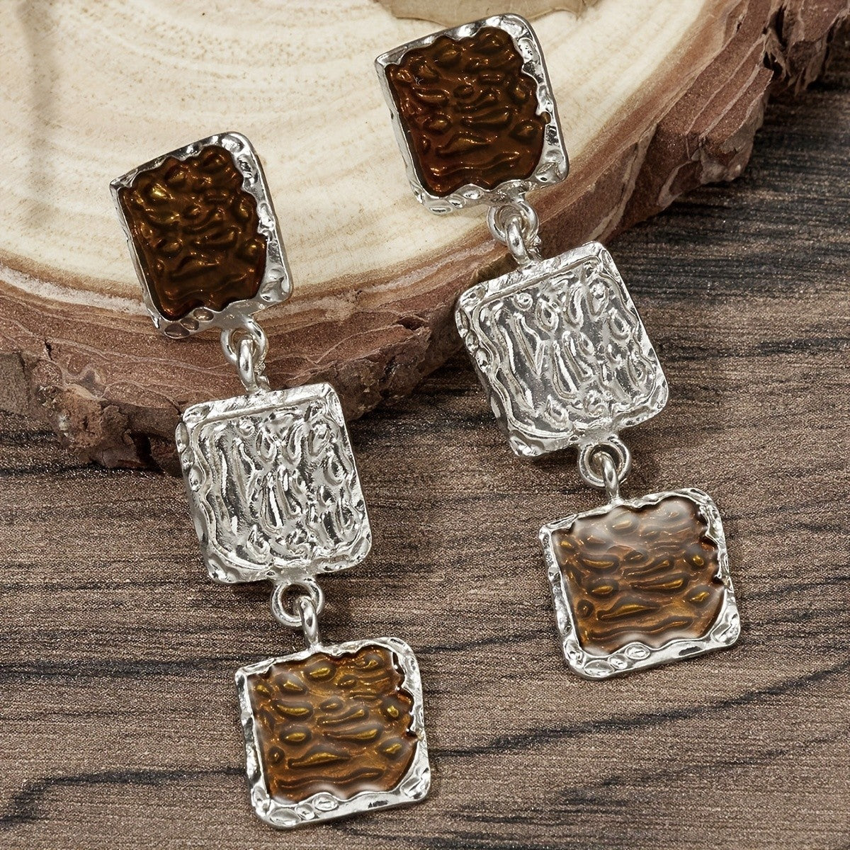 Vintage Geometric Square Drop Earrings