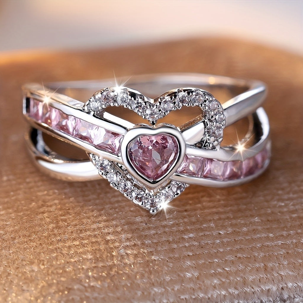 Elegant Pink Heart Ring