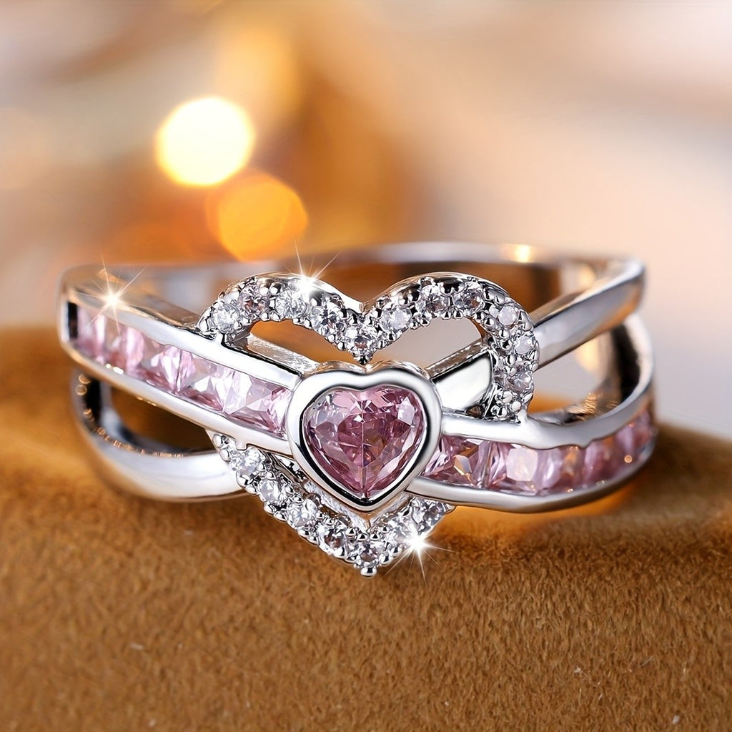 Elegant Pink Heart Ring