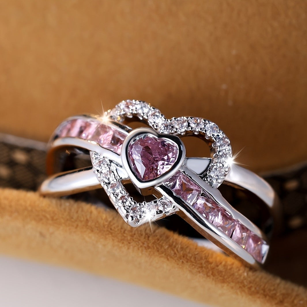 Elegant Pink Heart Ring