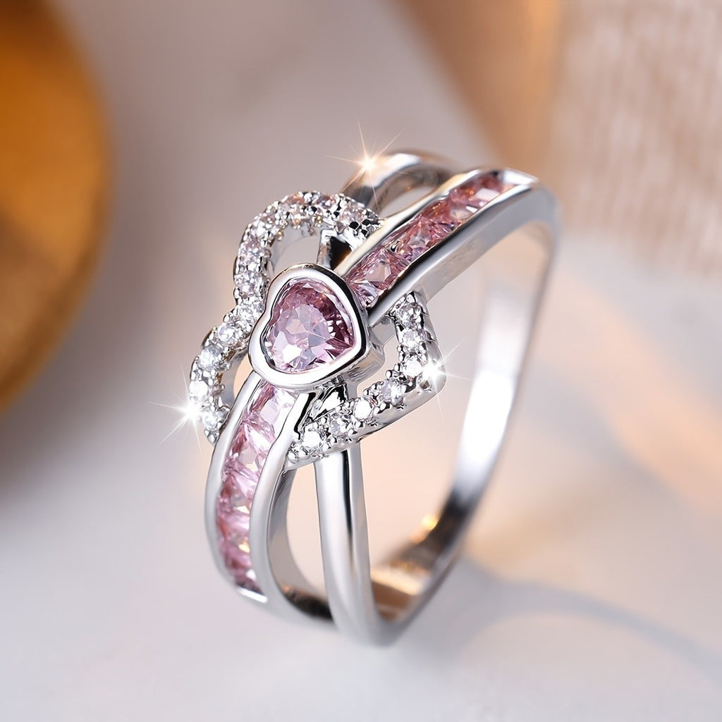 Elegant Pink Heart Ring