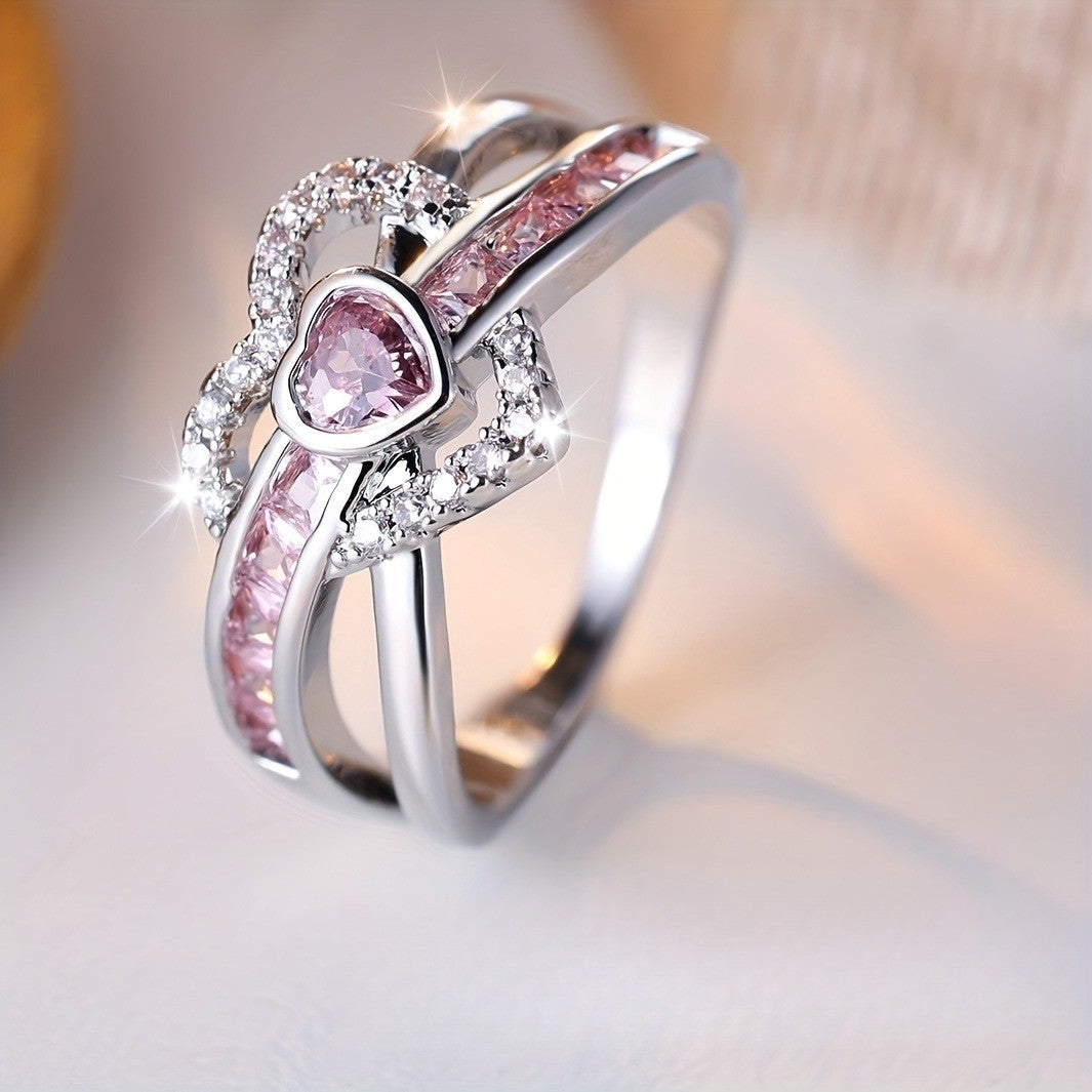 Elegant Pink Heart Ring