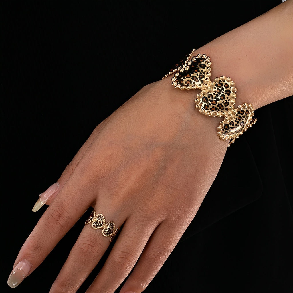 2PC Vintage Leopard Heart Jewelry Set