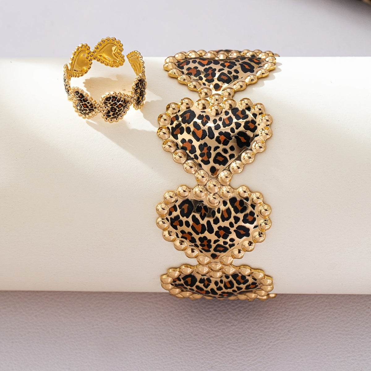 2PC Vintage Leopard Heart Jewelry Set