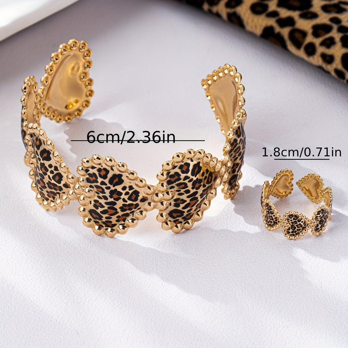 2PC Vintage Leopard Heart Jewelry Set