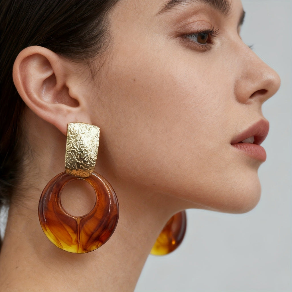 Vintage Amber Geometric Earrings
