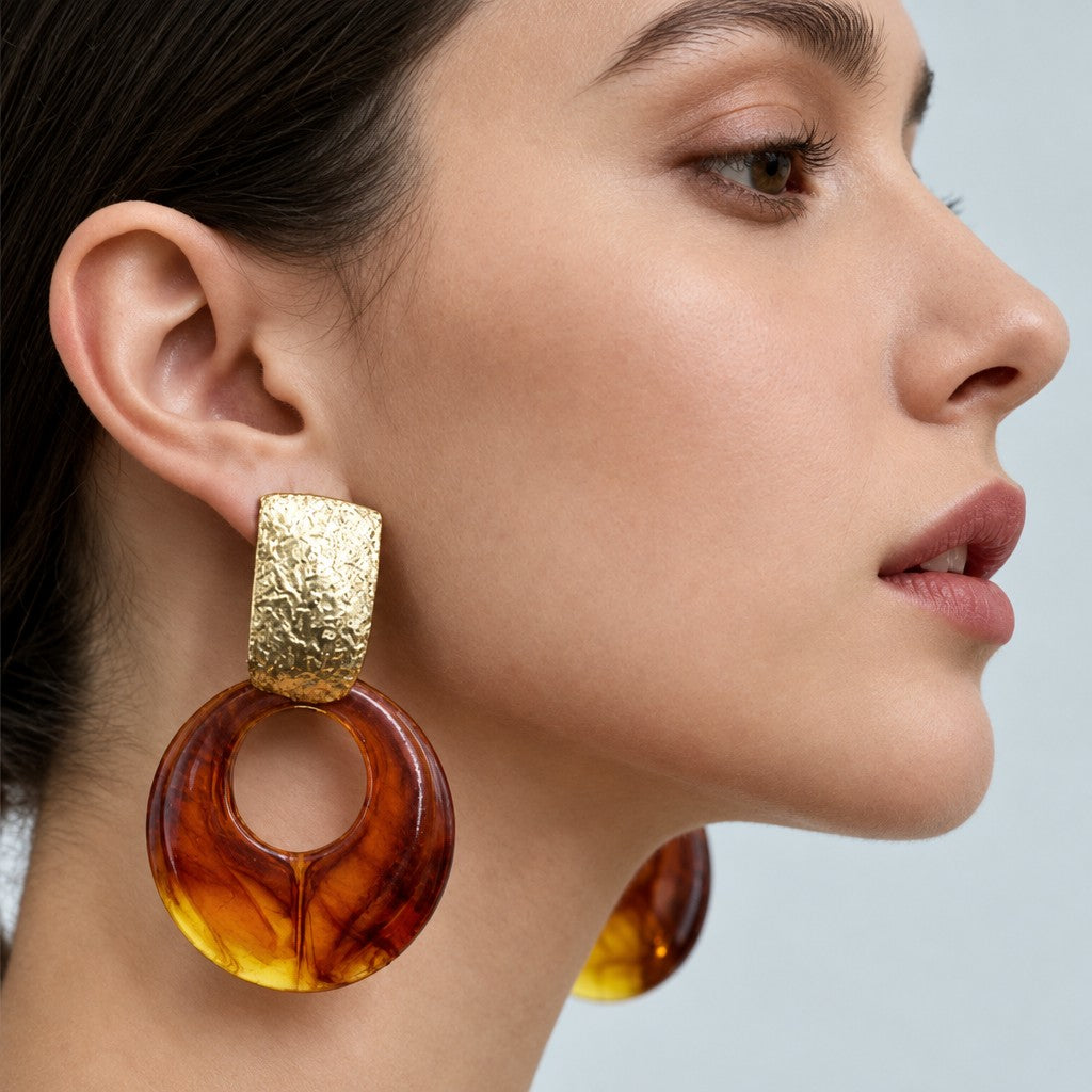 Vintage Amber Geometric Earrings