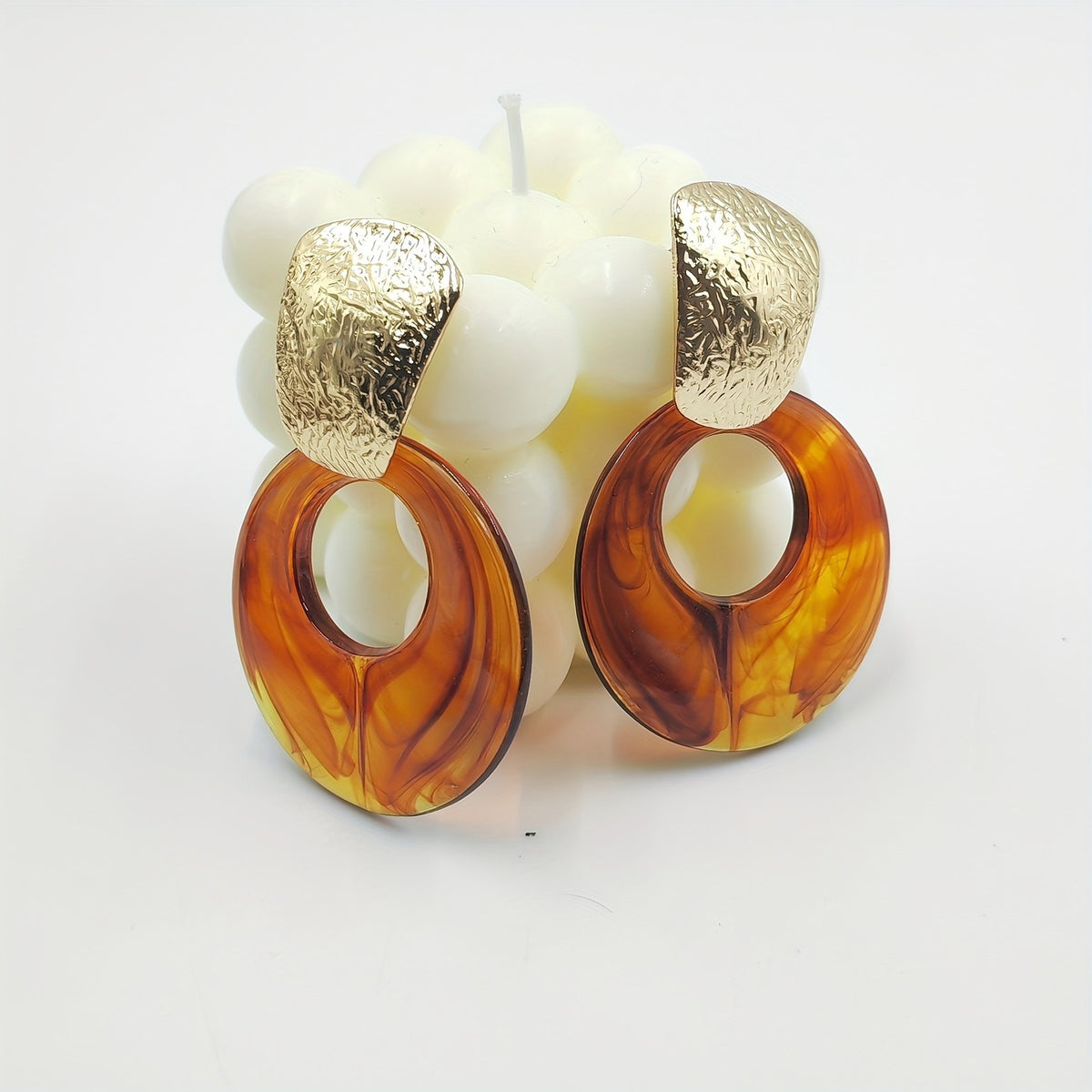 Vintage Amber Geometric Earrings