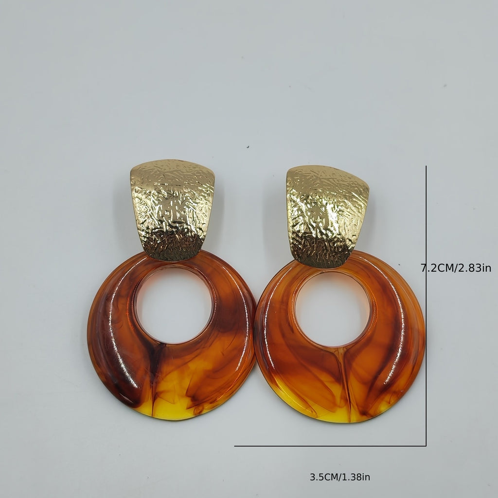 Vintage Amber Geometric Earrings