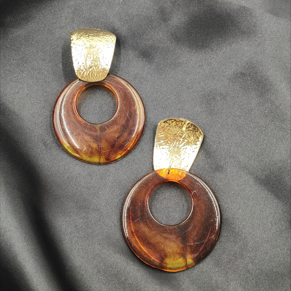 Vintage Amber Geometric Earrings