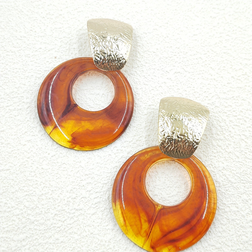 Vintage Amber Geometric Earrings