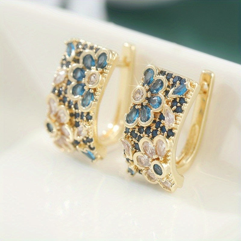 18k Dainty Elegant Floral Hoop Earrings