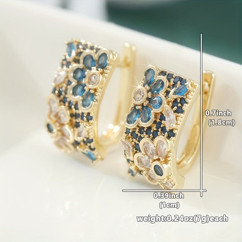 18k Dainty Elegant Floral Hoop Earrings