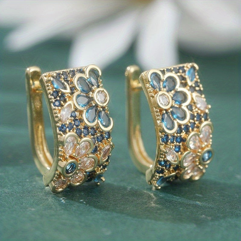 18k Dainty Elegant Floral Hoop Earrings