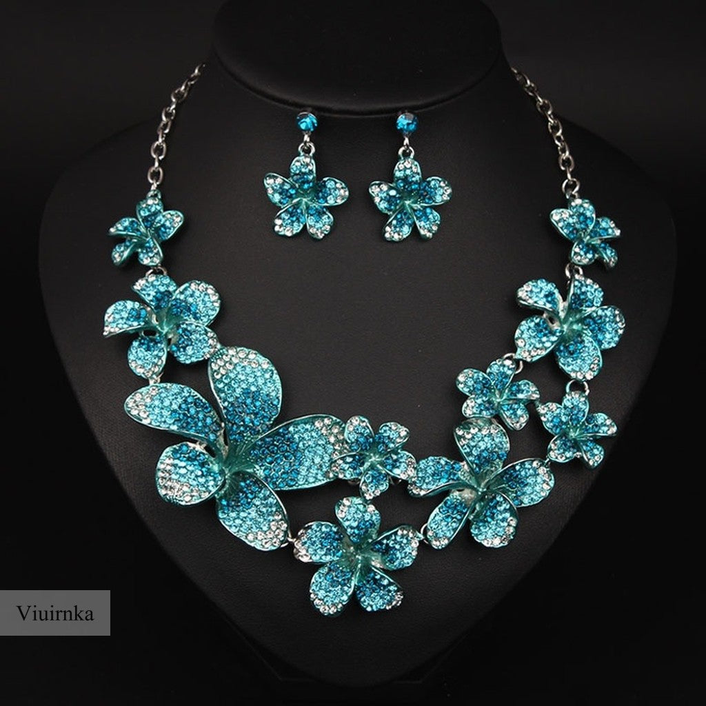 Blue Flower Jewelry Set