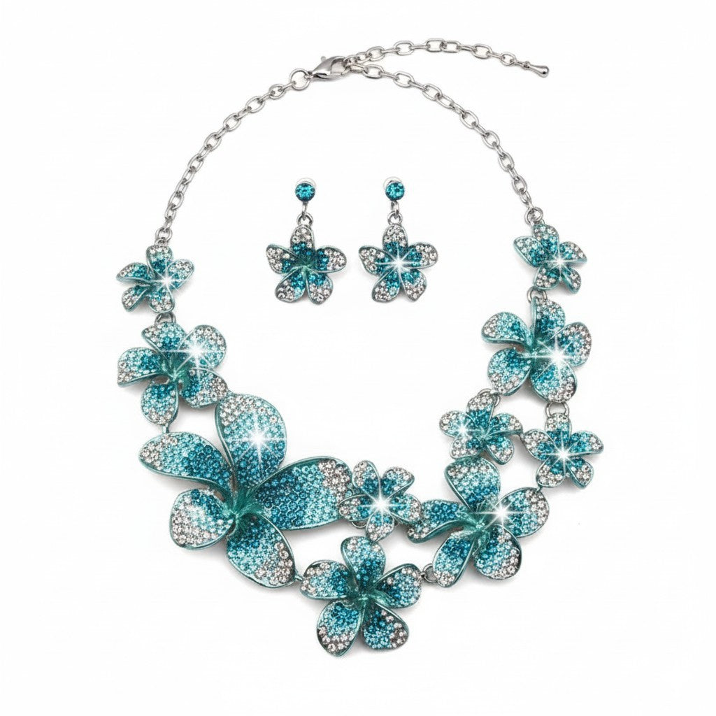 Blue Flower Jewelry Set