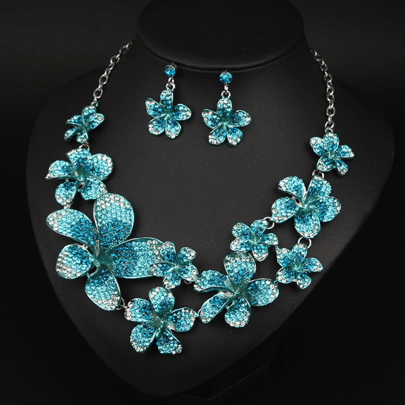 Blue Flower Jewelry Set