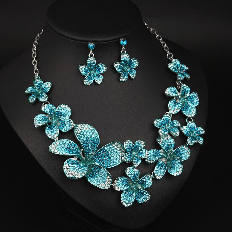 Blue Flower Jewelry Set