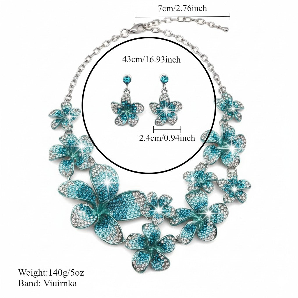 Blue Flower Jewelry Set