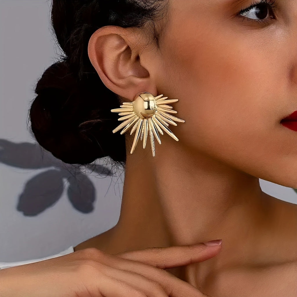 18k Geometric Sunburst Earrings
