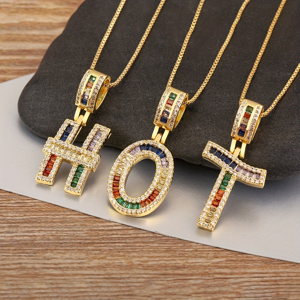 18k Rainbow Initial Necklace