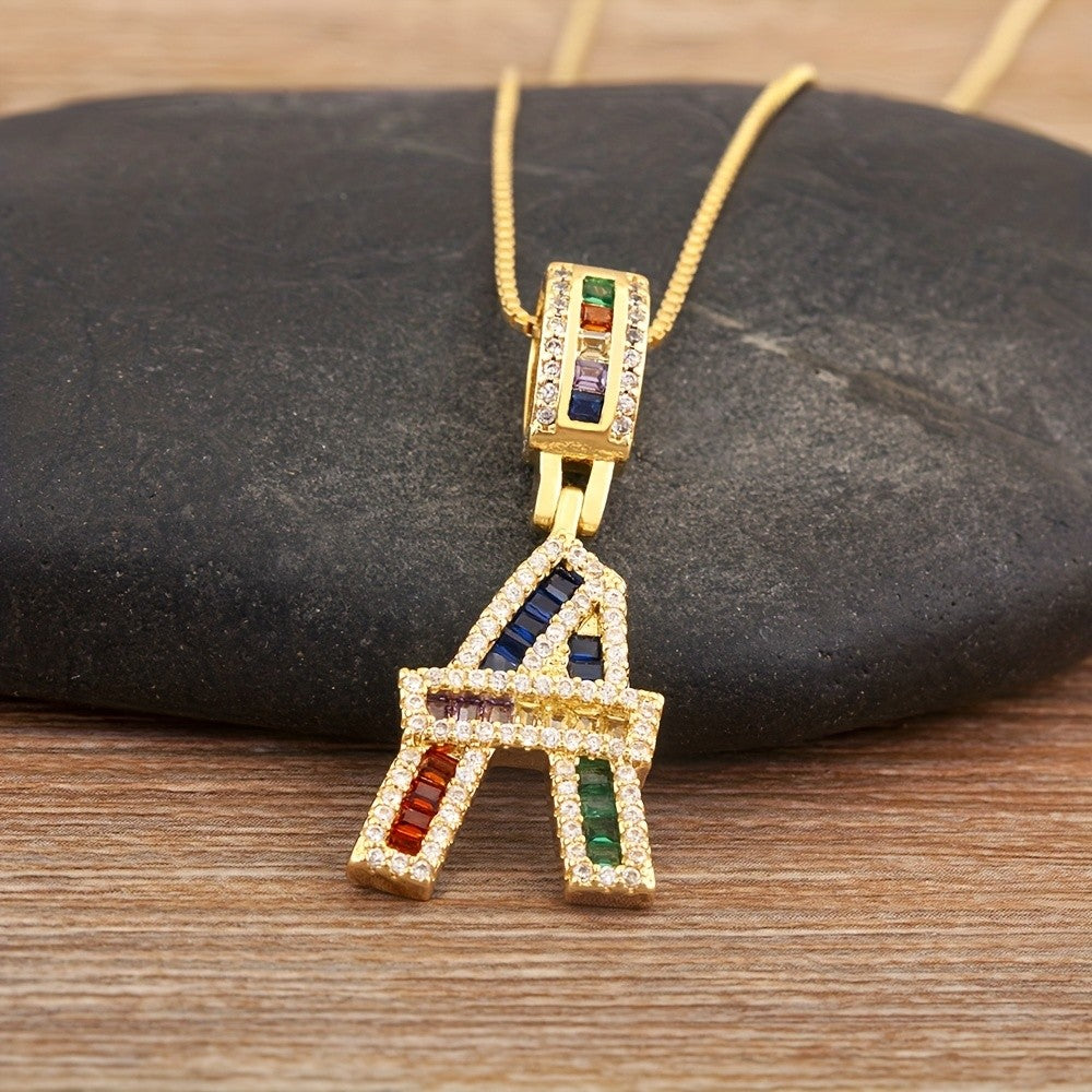 18k Rainbow Initial Necklace
