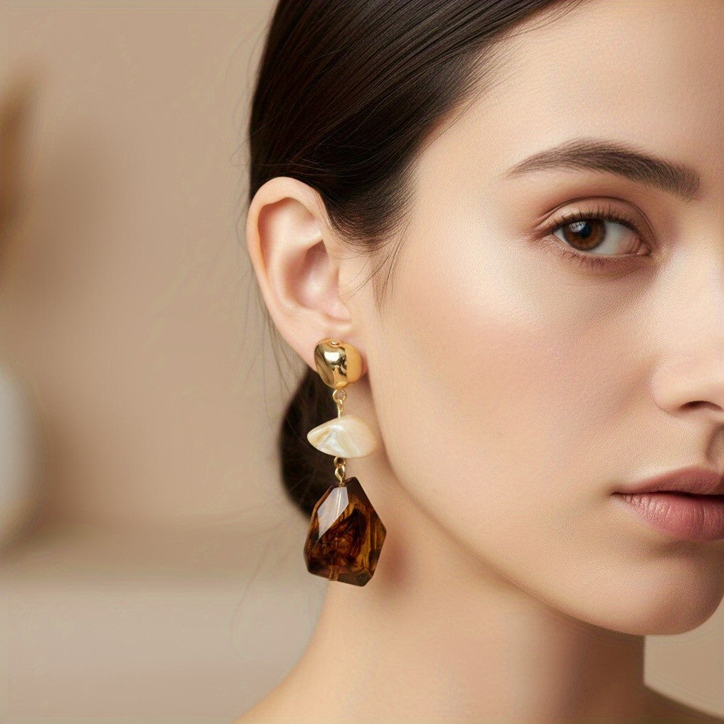 14k Vintage Geometric Drop Earrings