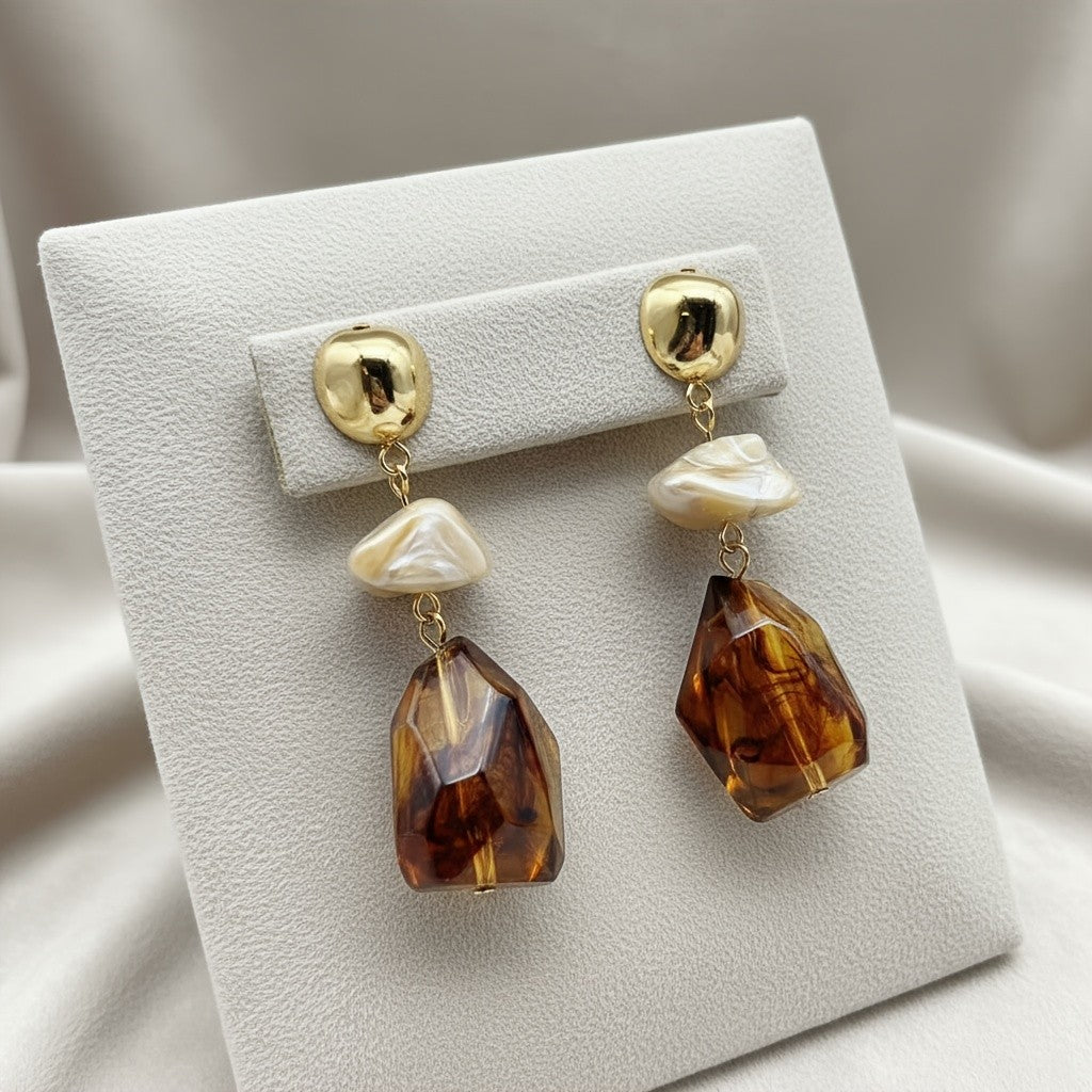 14k Vintage Geometric Drop Earrings