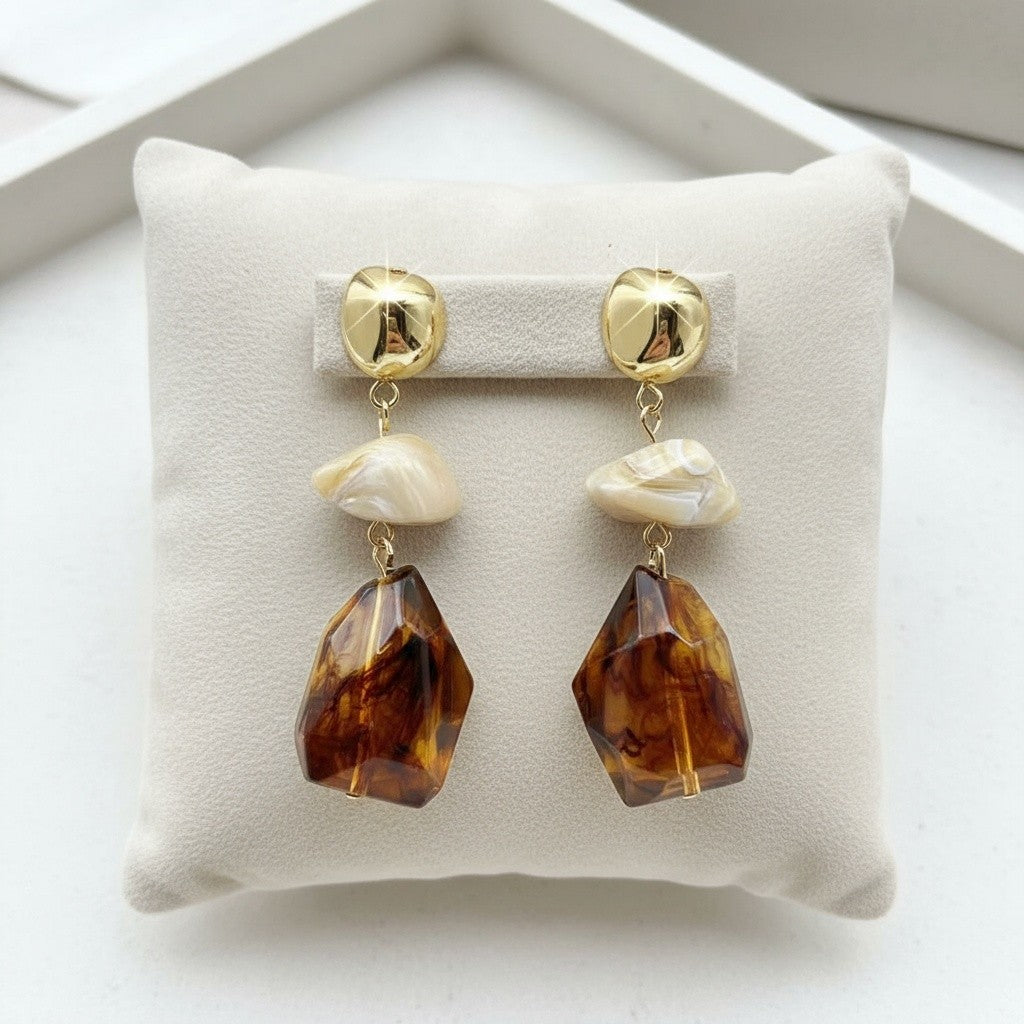14k Vintage Geometric Drop Earrings