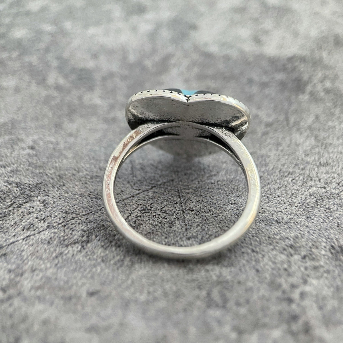 Boho Checkered Turquoise Heart Ring