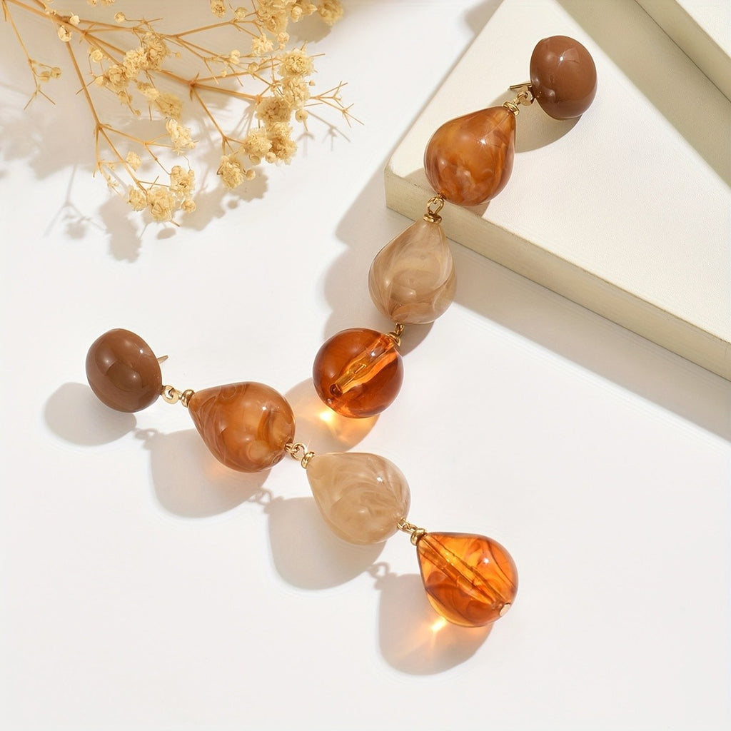 Vintage Amber Teardrop Earrings