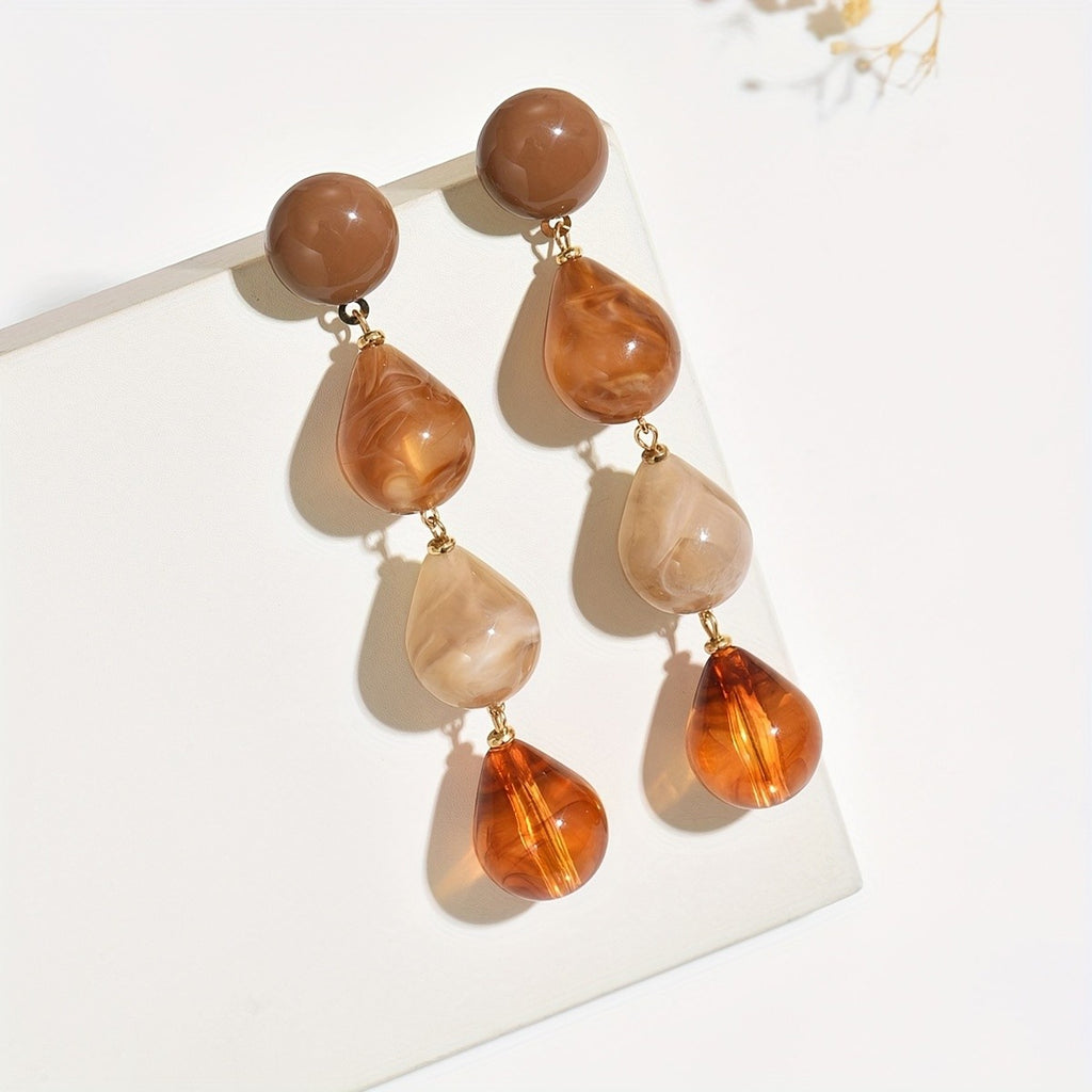 Vintage Amber Teardrop Earrings
