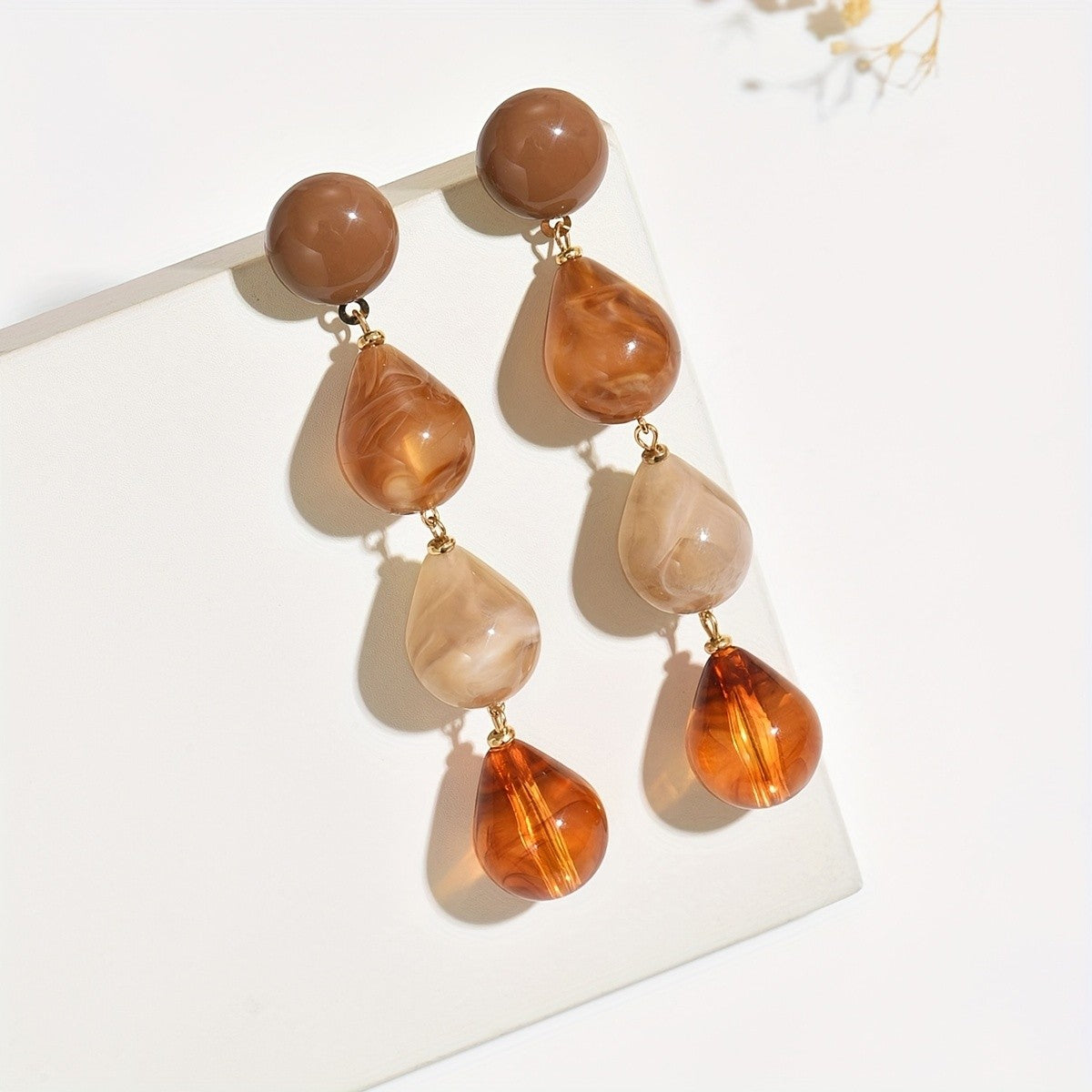 Vintage Amber Teardrop Earrings