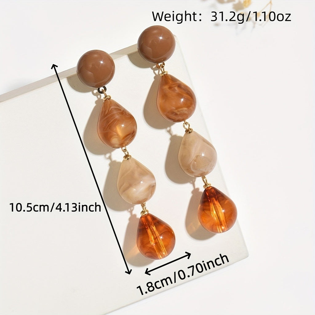 Vintage Amber Teardrop Earrings