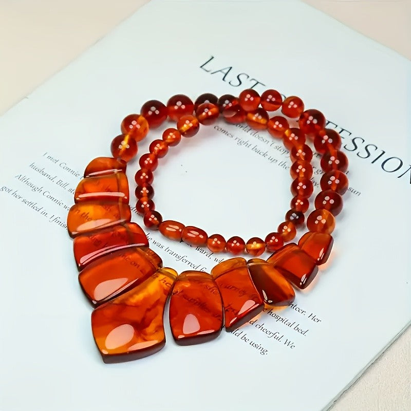 Boho Amber Statement Necklace