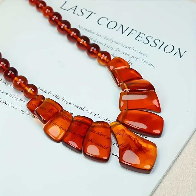 Boho Amber Statement Necklace
