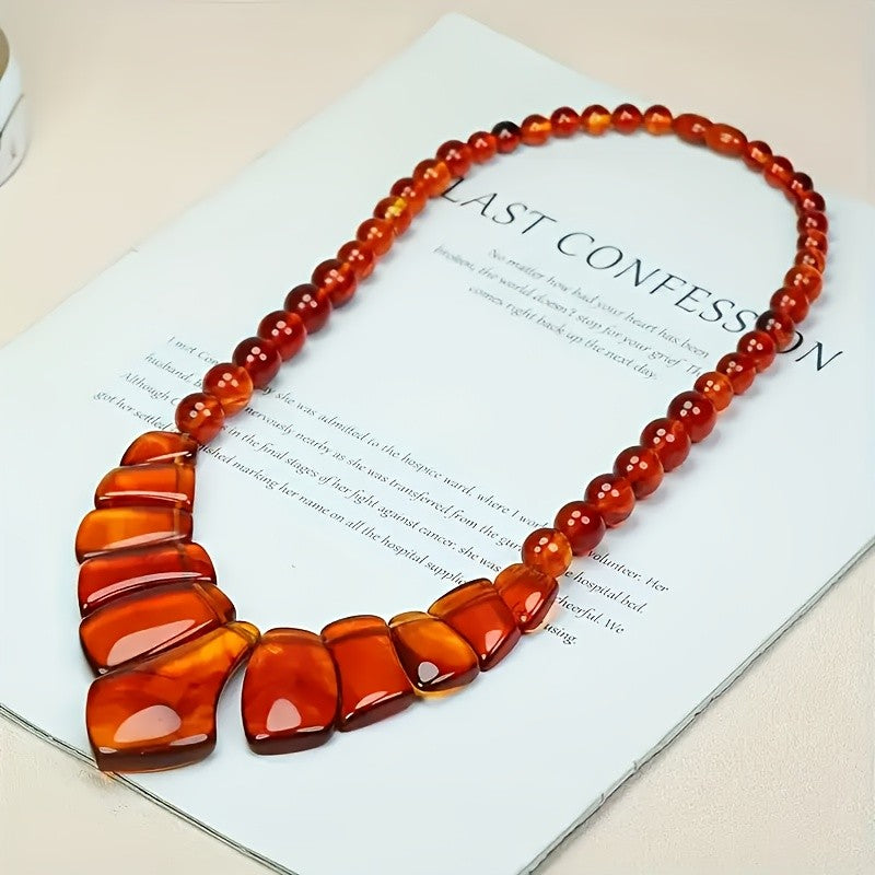 Boho Amber Statement Necklace