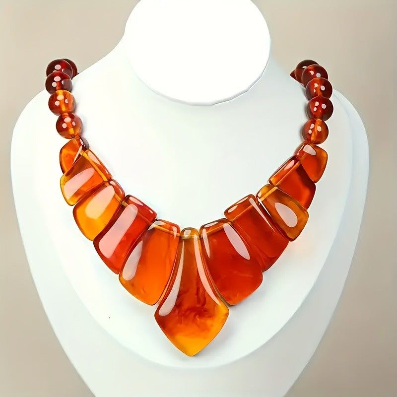 Boho Amber Statement Necklace