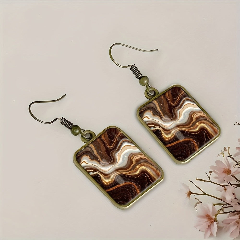 Vintage Marbled Square Earrings