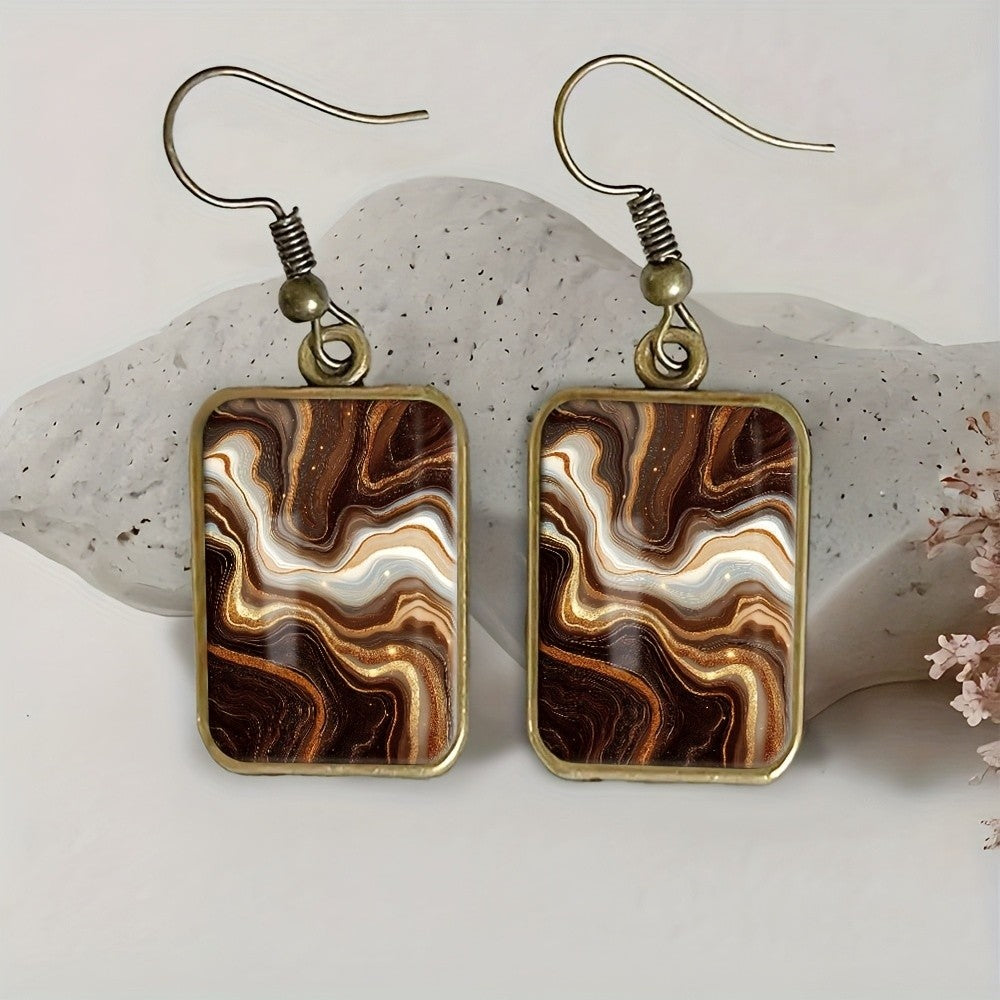 Vintage Marbled Square Earrings