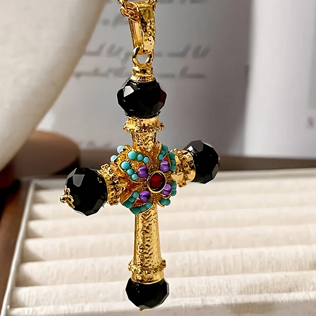 14k Boho Cross Necklace