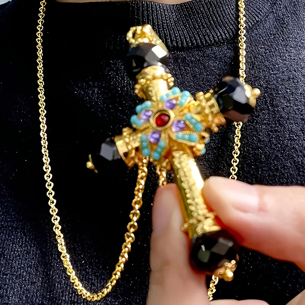 14k Boho Cross Necklace