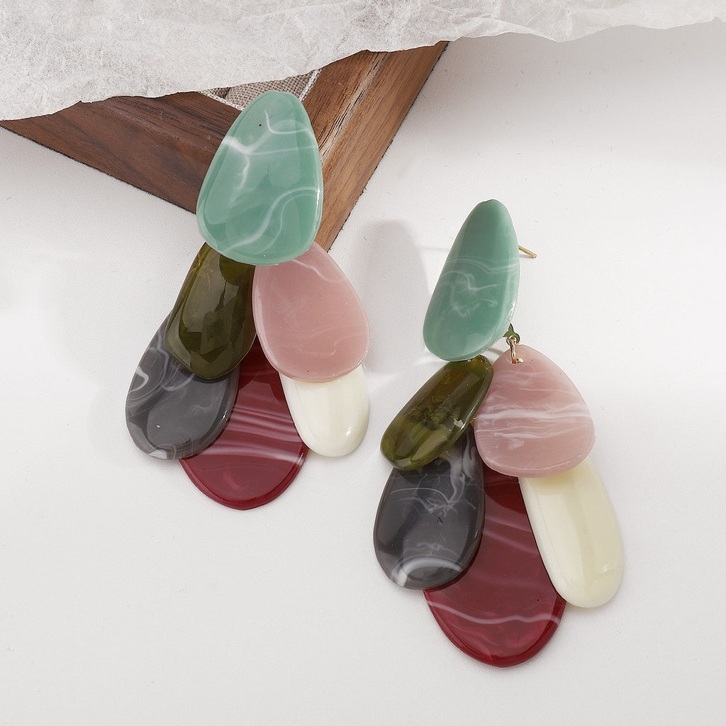 Boho Geometric Resin Drop Earrings